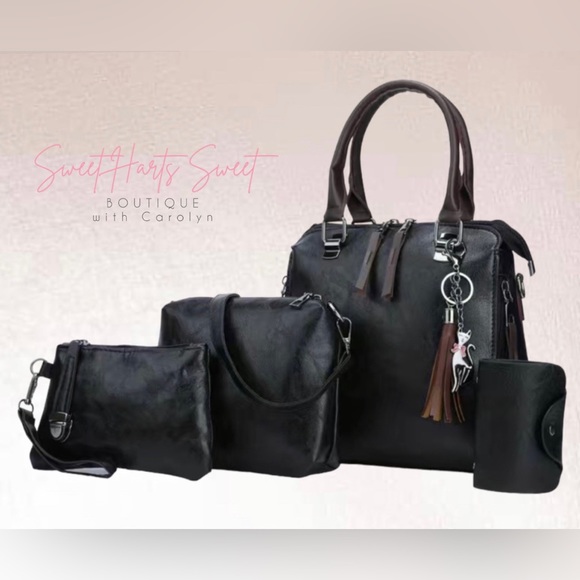 Handbags - Retro Fashion Handbags Set, Large-capacity Tote Shoulder Bag With Keychain Decor